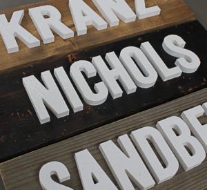 Nichols - wood signs with raised white PVC letters
