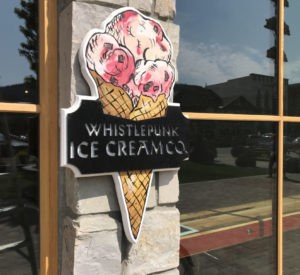 Ice Cream - handpainted MDO plywood, ACM plaque with cut out letters