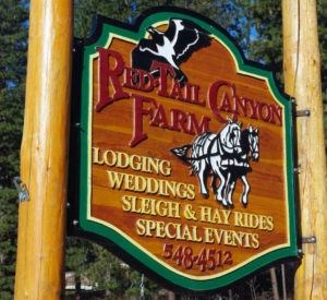 Red-Tail Canyon Farm - hand routed Douglas Fir with raised lettering