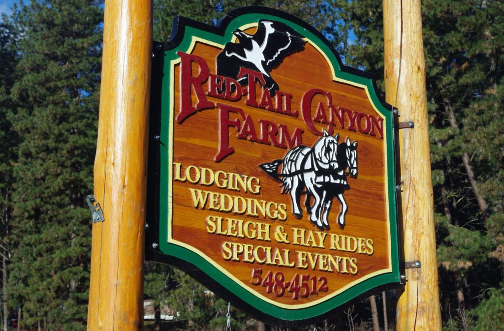 Red-Tail Canyon Farm - hand routed Douglas Fir with raised lettering