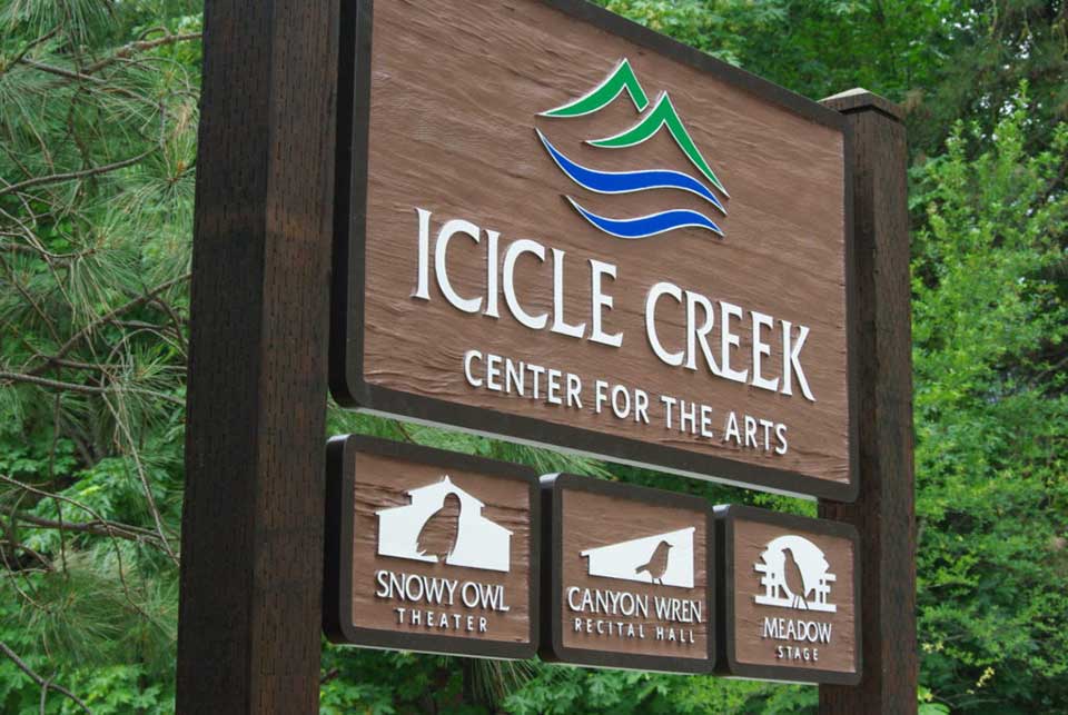 Icicle Creek - sandblasted cedar signs 1.5" thick