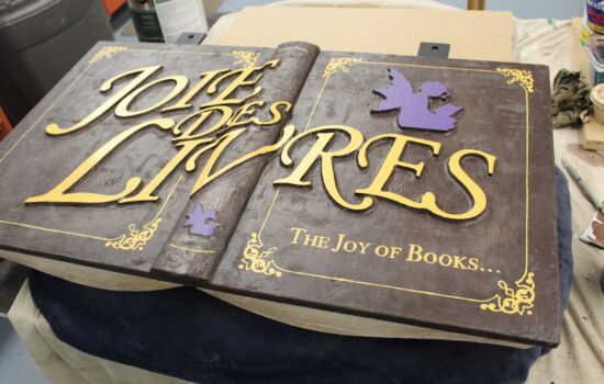 Large 3D sculpted book sign