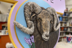 detailed carving of a sheep