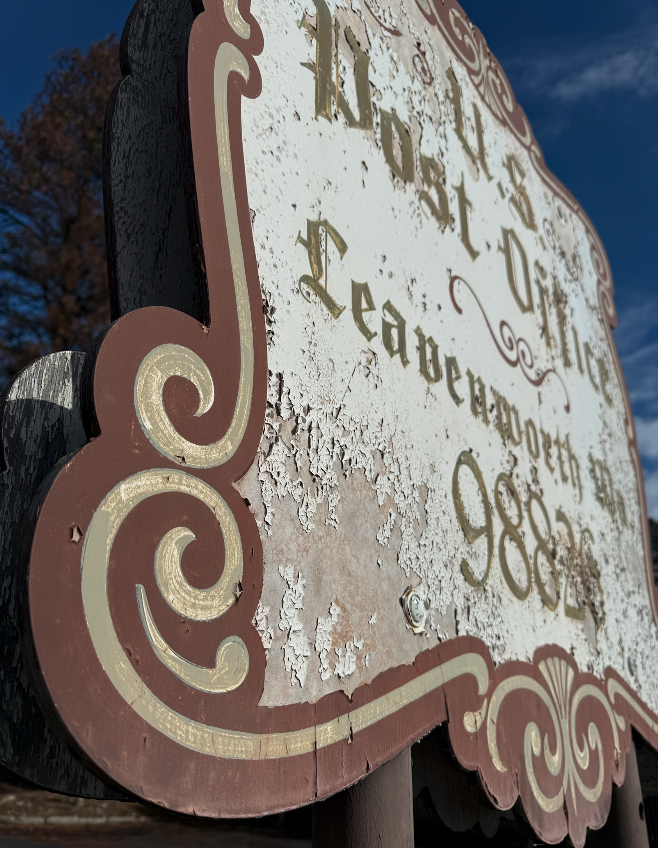 flaking paint on a sign